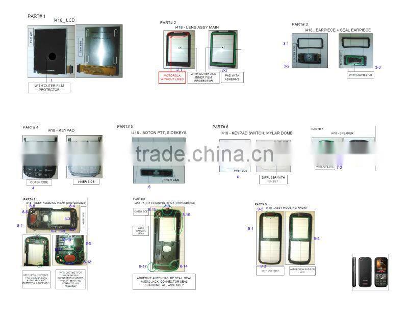 Factory supply for Nextel i418 housing, for i418 phone parts