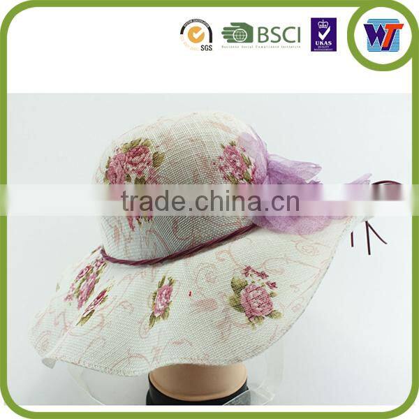 High quality straw hat, ladies fedora beach hat cap with flowers
