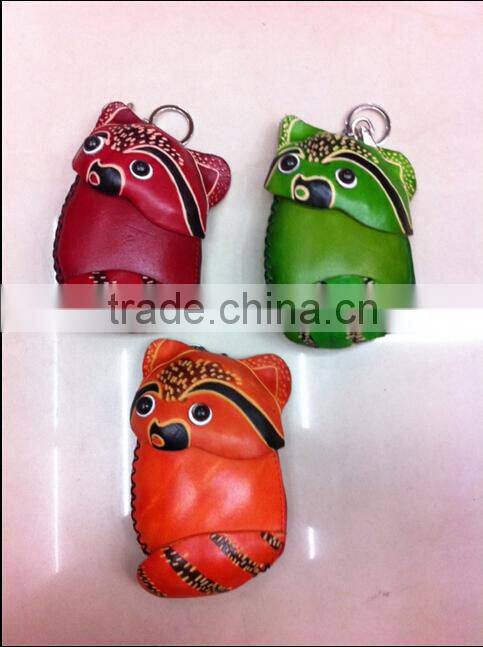 cute genuine leather animal shaped keychain