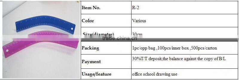 2015 cheap Flexible ruler 30cm ruler stationery ruler,soft ruler