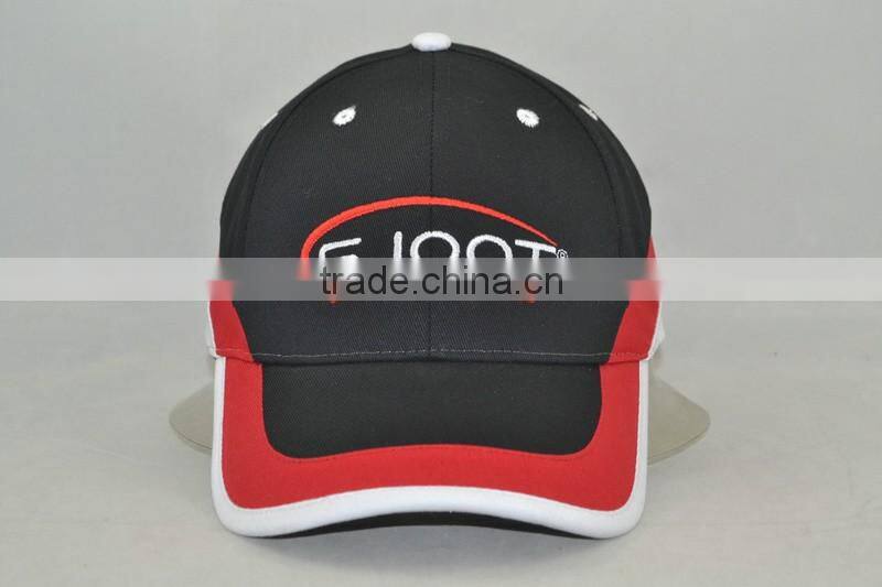 Guangzhou hat factory professional custom 6 panel / 100% cotton / / embroidery logo and the red/black baseball cap