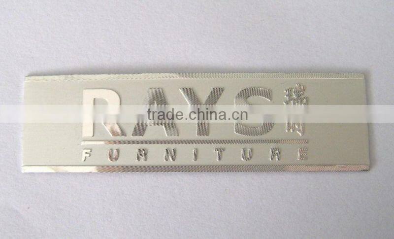 Logo gradient color printing aluminum metal logo label, metal nameplate for furniture