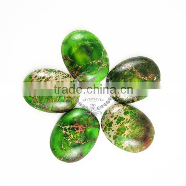 30x40mm big oval forest green imperial jasper cabochon beads,gemstone pendant cabochon stone beads set for rings,4120033