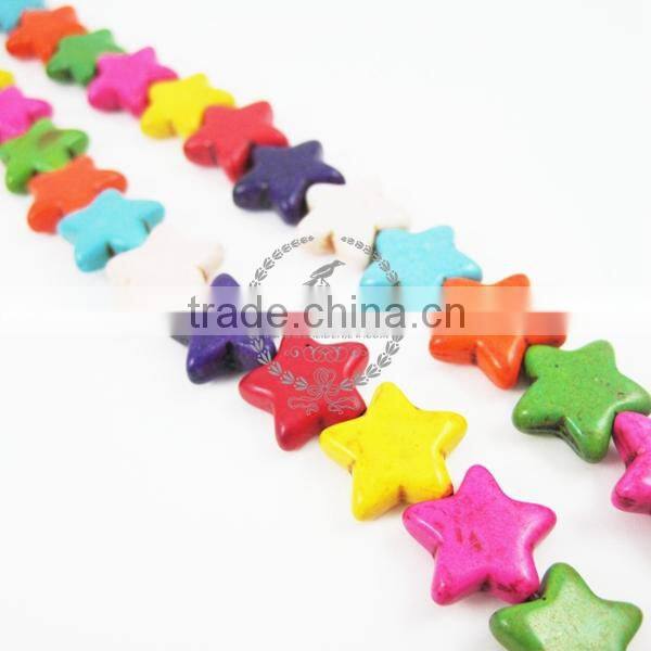 1 string 15inch 15mm vintage mix color dyeing turquoise star unique beads 3010006
