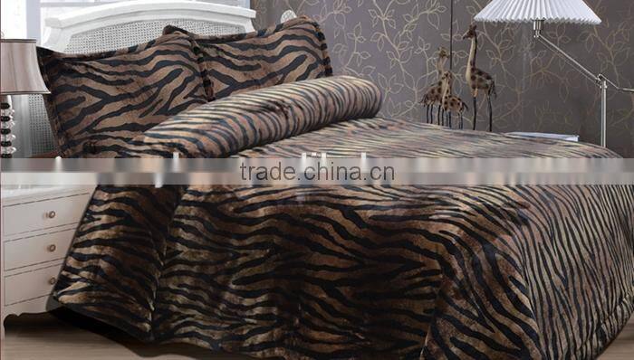Home textile high quality zebra printed heating flannel blanket