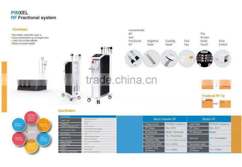 2016 Mirco needle beauty machine for skin rejuvenation with CE approved for beauty spa and salon