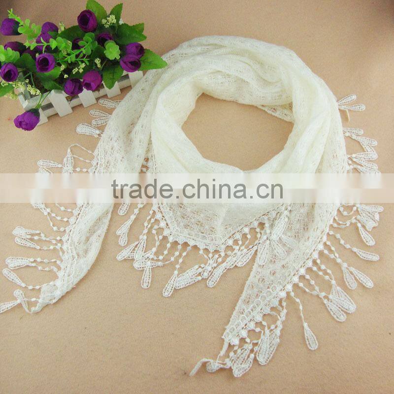 New Women Girls Lace Tassel Scarf Fashion Chiffon Triangle Hijab Scarves Shawl