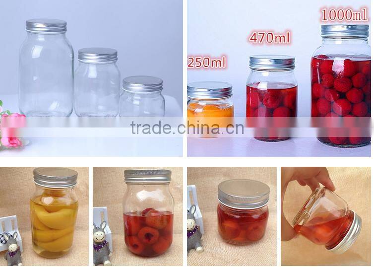lucency smooth glass mason jar glass canister with tin metal lid