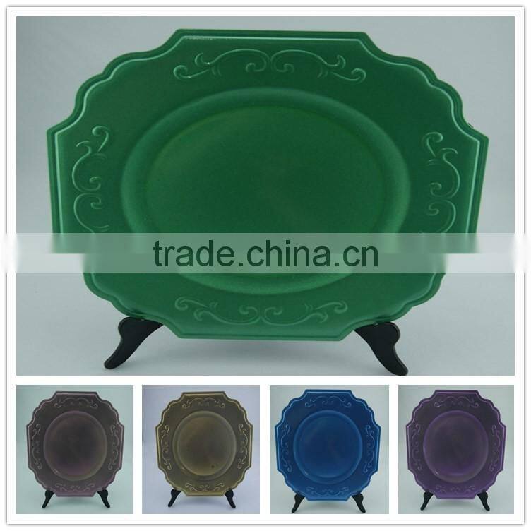 Square plastic wedding charger plates for wedding and home table use decoration square black charger plates