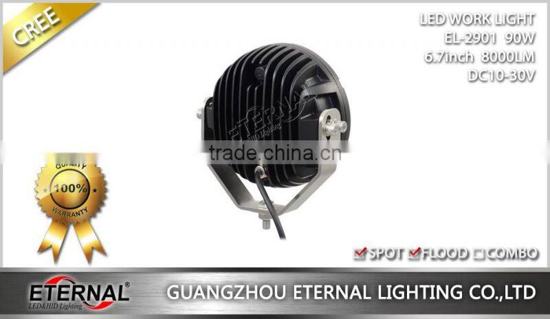 7in round 90W high power offroad 4x4 SUV ATV UTV led driving work light truck trailer tractor harvester agriculture working lamp
