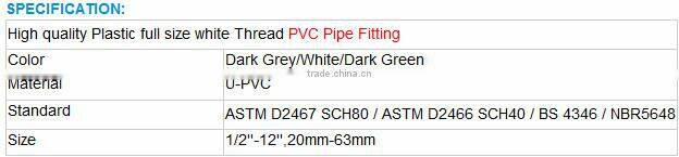 ASTM Standard 12 inch diameter pvc pipe