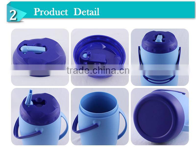 Double wall plastic water termos with wide mouth tube water jar