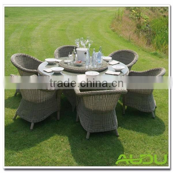 Audu Gold Coast Garden Outdoor Rattan Dining Set With Lazy Susan