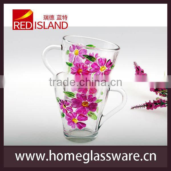 230ml unique flower pattern glass coffee mug glass tea mug