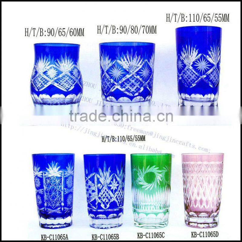 cobalt blue 8 oz stock hand cut round glass tumbler