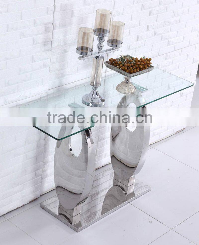 Modern Glass Console Table with Mirror
