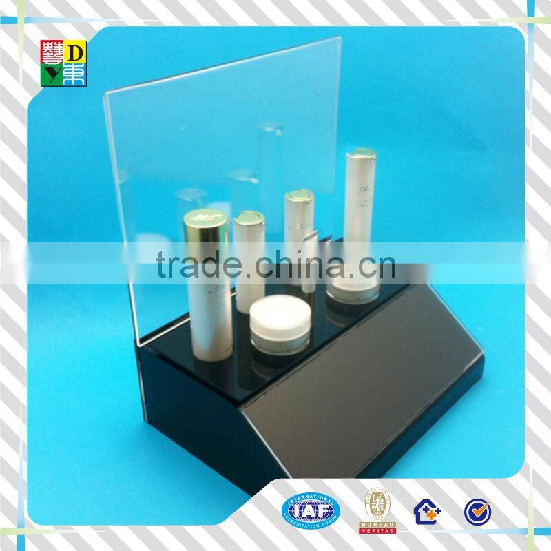 2015 Hot selling acrylic cosmetic display stand/modern design elegant clear acrylic make up display stand from China supplier
