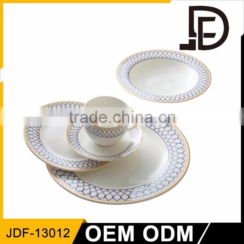 royal fine 18pieces ceremic gold plated used restaurant dinnerware