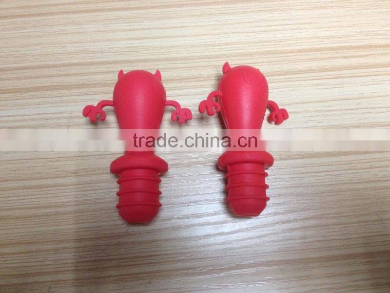 Cute pattern design 100% food grade silicone wine bottle stopper