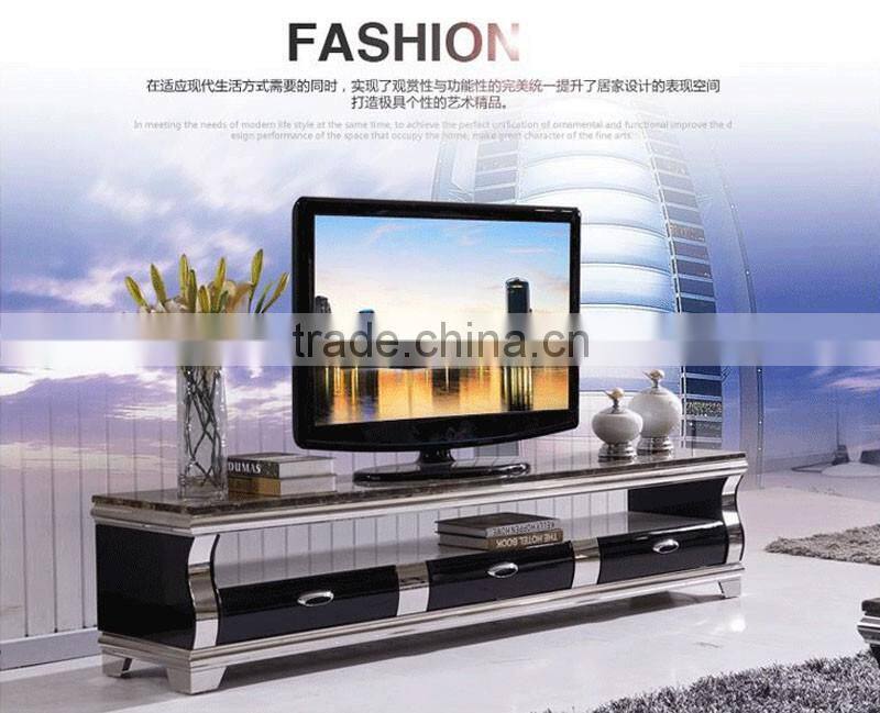 hot selling royal luxury high gloss stainless steel TV stand/cabinet design E1073 black