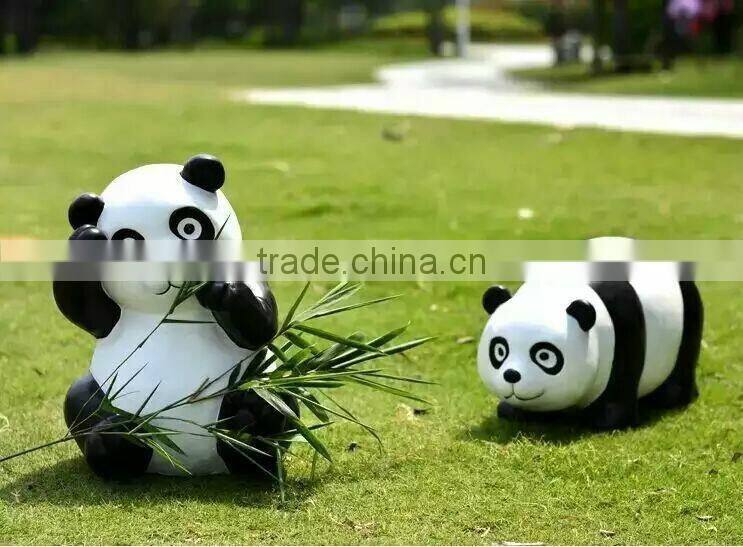 Life Size Cute Cartoon Fiberglass Panda Statues for park