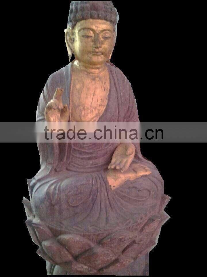 oriental indian style wooden carved buddism statue Sakyamuni statue