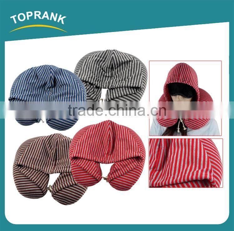 New Design Custom Printed Pillow Case U Shape Travel Hoodie Neck Pillow Travel Hooded Pillow With Sweatshirt Hat