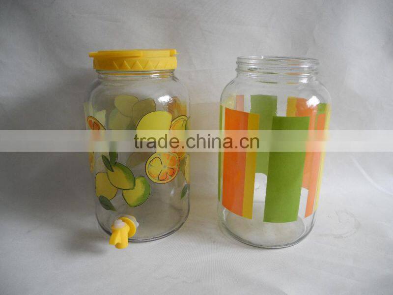 big capacity glass beverage dispenser with plastic tap