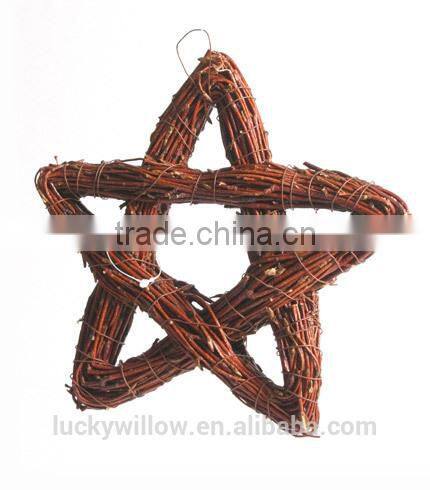Folk art style natural wicker decoration hanging star/ Christmas willow star