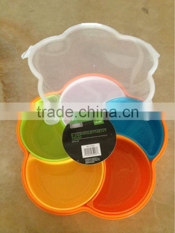 Plastic colorful divided snack and candy storage box