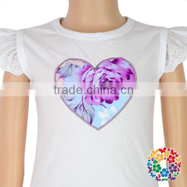 boutique summer baby girls purple floral heart flutter sleeve shirt shorts matching clothing set