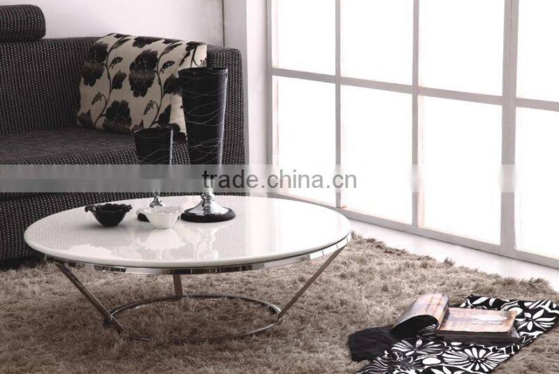 CT06 Basic designs artificial marble top coffee table with stainless steel frame.