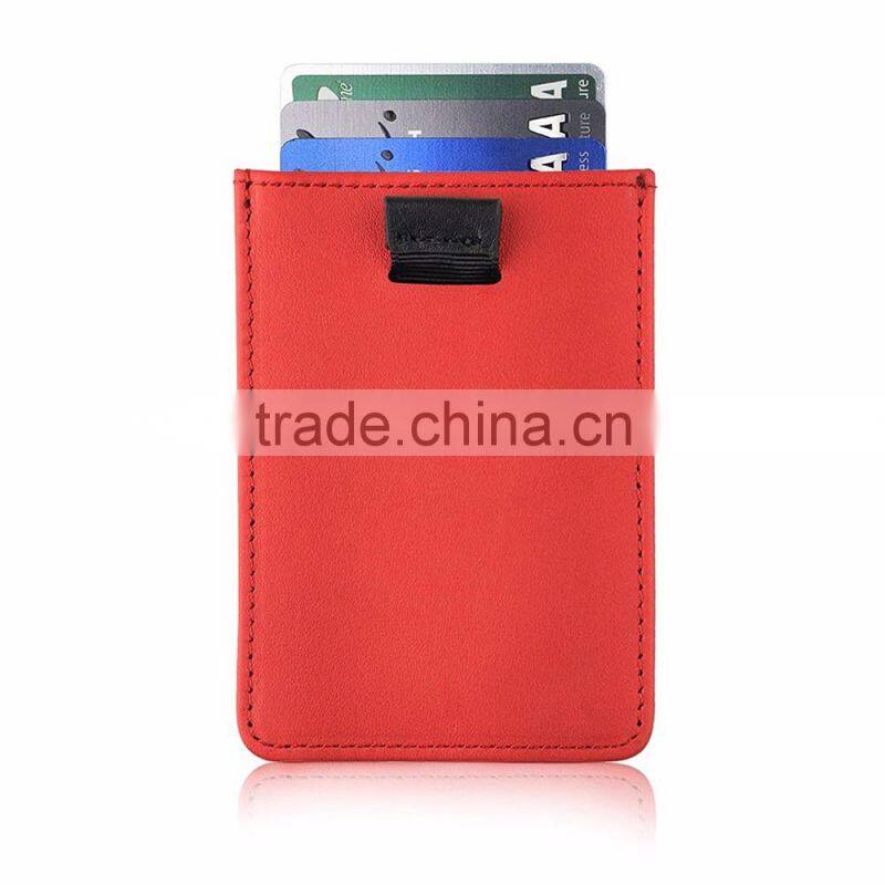 Color customized Men's 100% Leather Slim Flip Wallet with Money Clip and Pull Tab