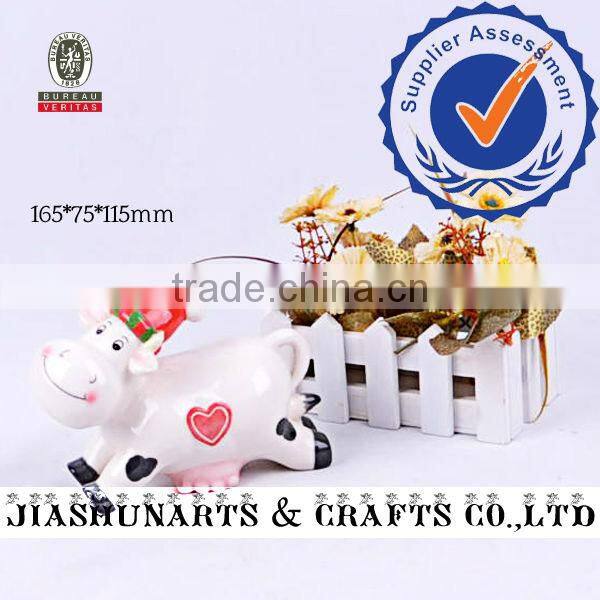 Cute Christmas Love Heart Cow Ceramic Zoo Animal Decorations