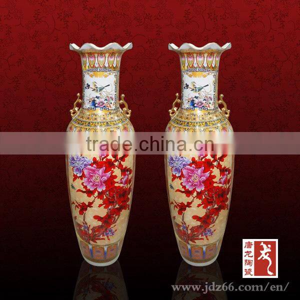 Jingdezhen large yellow decorative floor ceramic vase
