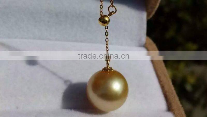 natural 9-10mm golden south sea pearl pendant necklace