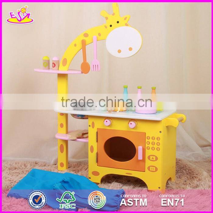 2017 new design giraffe preschool toy wooden children play kitchen W10C234