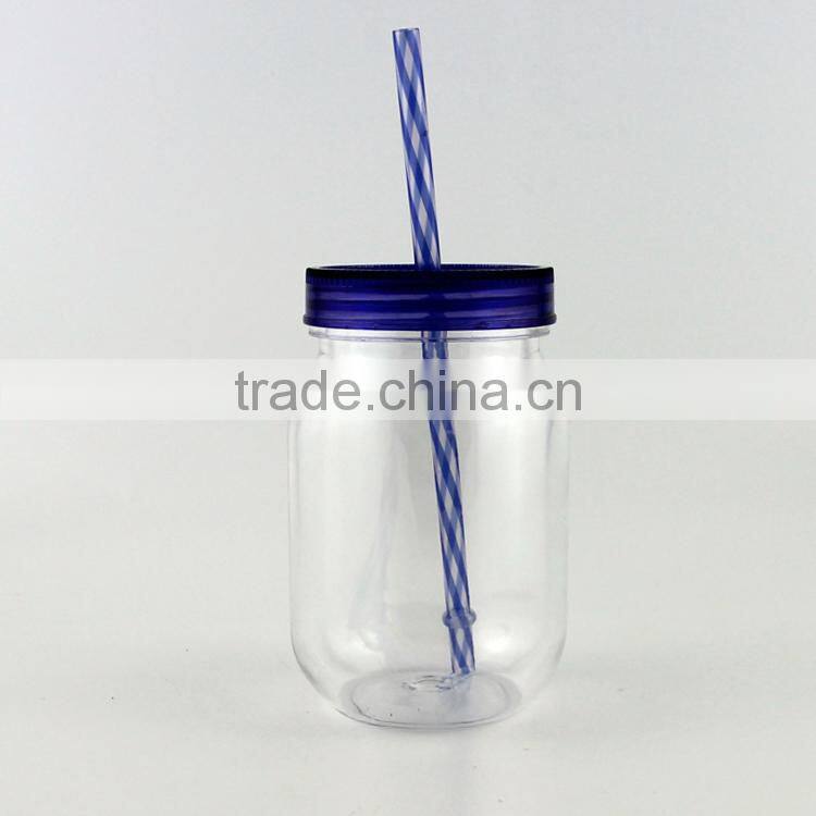 12OZ Plastic Drinking Mason Jars