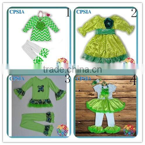 St. Patrick's Day Item chevron green white Baby crib shoes With shabby Flower Crystal