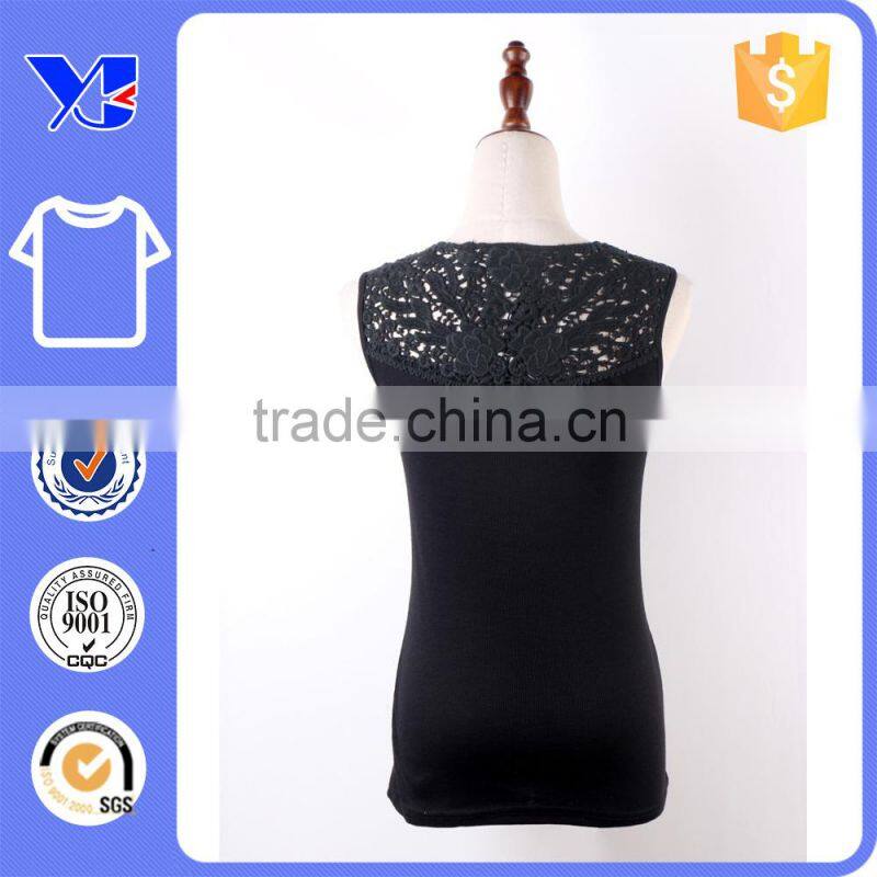 Elegant Cotton Lace Crochet Flower Trim Sexy Women Fitness Tank Tops