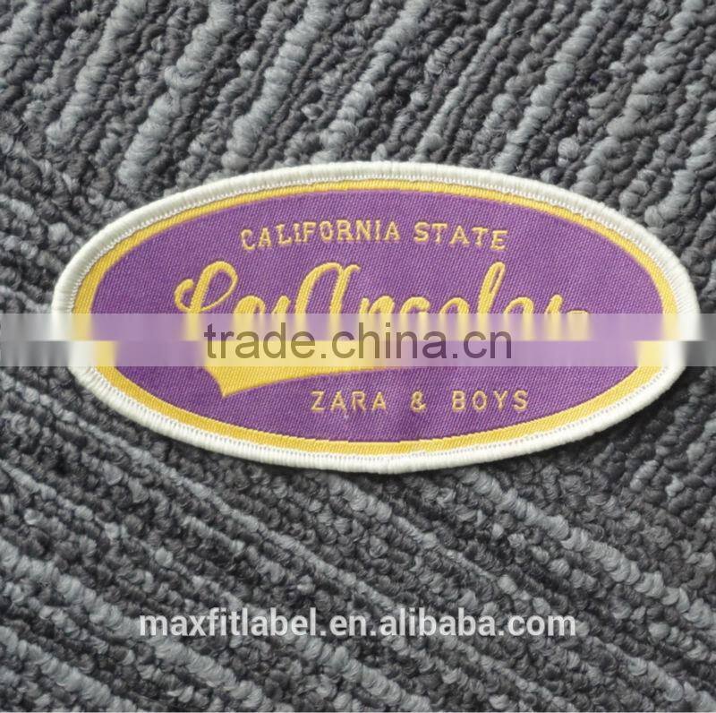 2016 china directly factory supply irregular shape woven badge for garment