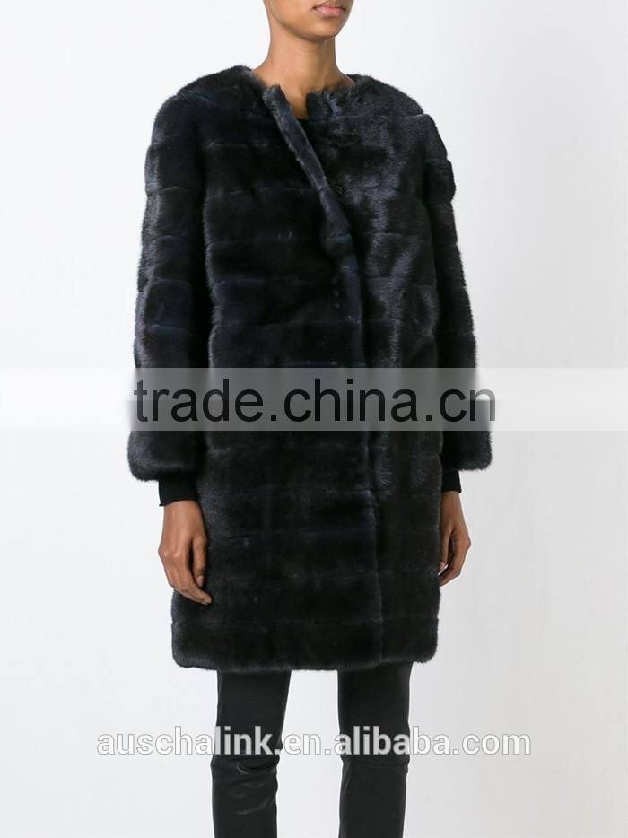 new style modern ladies black mink fur padded coat competitive price