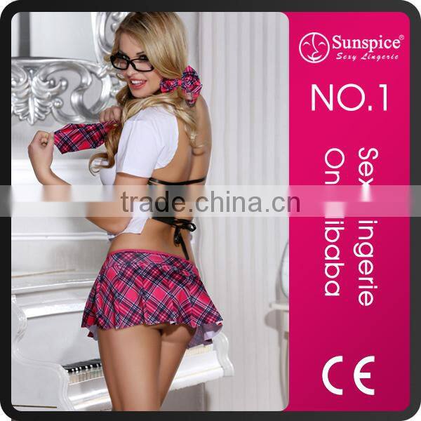 Factory Stock Sexy Japan Naughty School Girl Costume with Open Back String