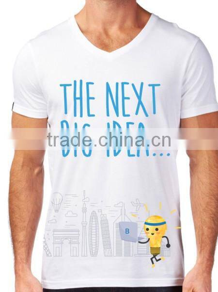 100%cotton white t shirt with printing ,custom print t-shirt