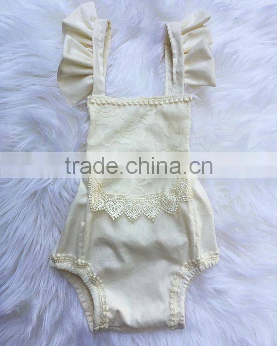 Newest Style Baby Cotton Wear Clothes Infant Girls Ruffle Sleeveless Playsuit Toddler Lace Romper