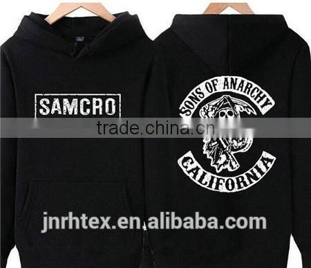 100% cotton men printing crewneck hooded sweatshirt