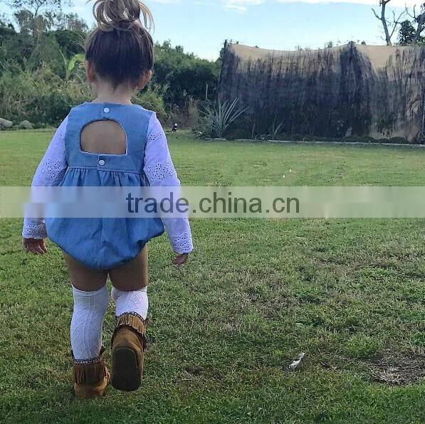 New 2017 Spring Autumn Long Sleeve Baby Girl Cotton Linen gray rompers