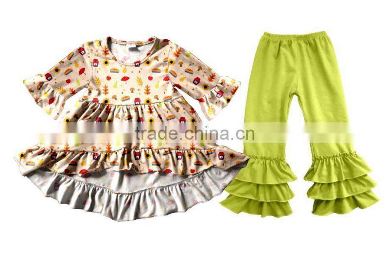 Halloween Pumpkin style Fall baby Girls Clothing Wholesale Boutique Childrens Ruffle kids Clothes