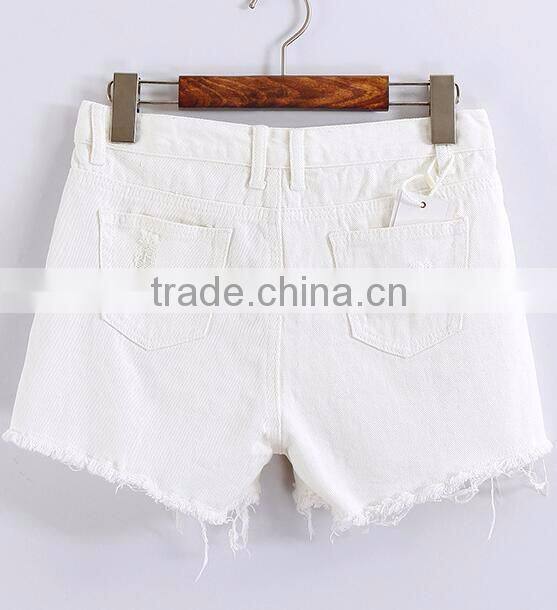 EY0614P Hot sale new arrival Korean style sexy with holes design mini women jeans denim shorts
