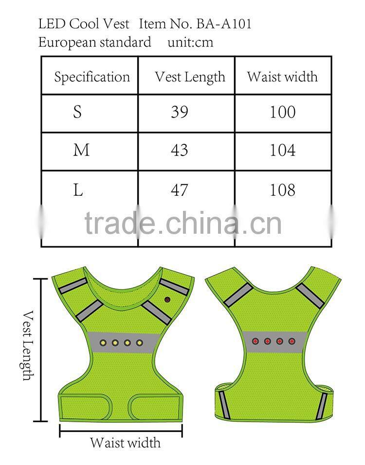 Summer thin customized color 100% polyester hi vis unisex led vest